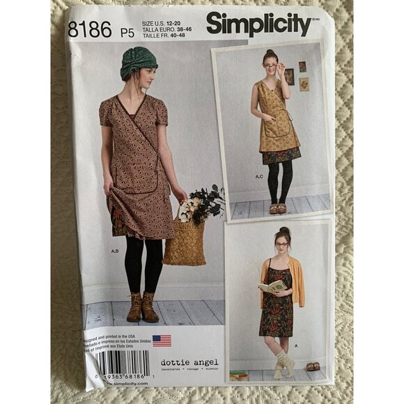 Simplicity Dottie Angel Slip Wrap Dress Misses sewing pattern 8186 sz12-20 - Unc - Picture 1 of 9